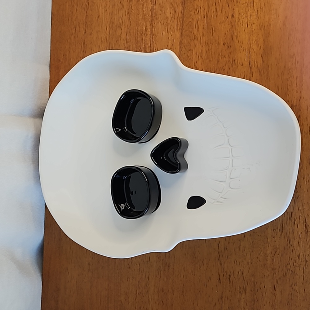 Pottery Barn Figural Skull Stoneware Condiment Server